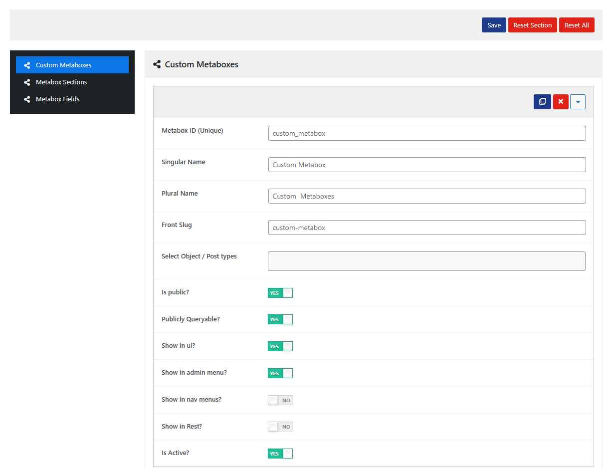 Custom Metabox Interface